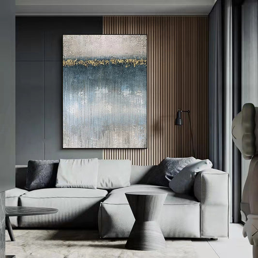 Modern Decoration Salon Posters on the Wall Pure Hand Drawn Abstract Oil Painting on Canvas Gold,31inx47in,No Frame