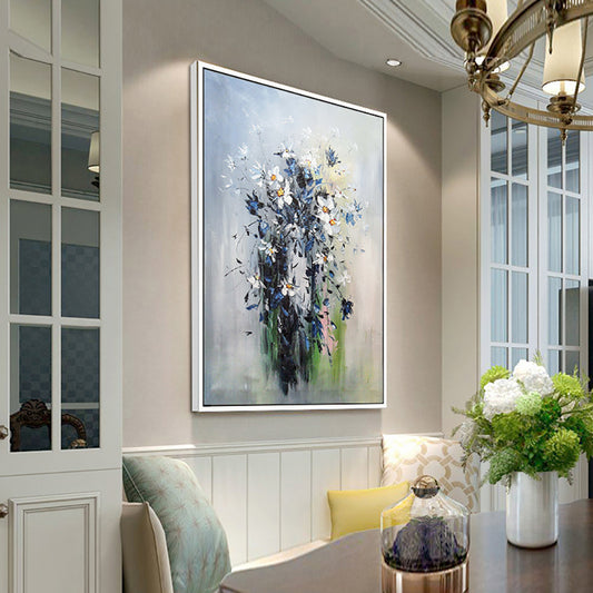 Handmade Oil Painting On Canvas Wall Decor Abstract Flower For Living Room Hand Painted Home Mura,31inx47in,No Frame