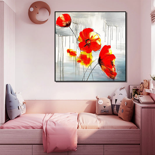 Perfect Flowers Oil Paintings Wall Decor For The Classroom The Corridor Decor Painting On Canvas Picture,31inx31in,No Frame