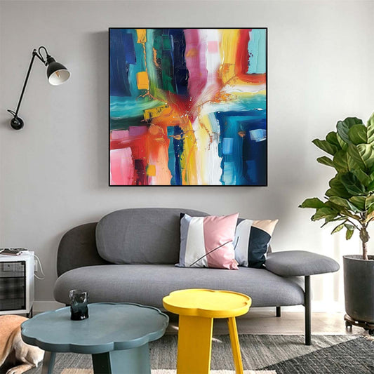 Abstract Handmade Oil Painting Modern Minimalist Home Living Room Decoration Painting,31inx31in,No Frame