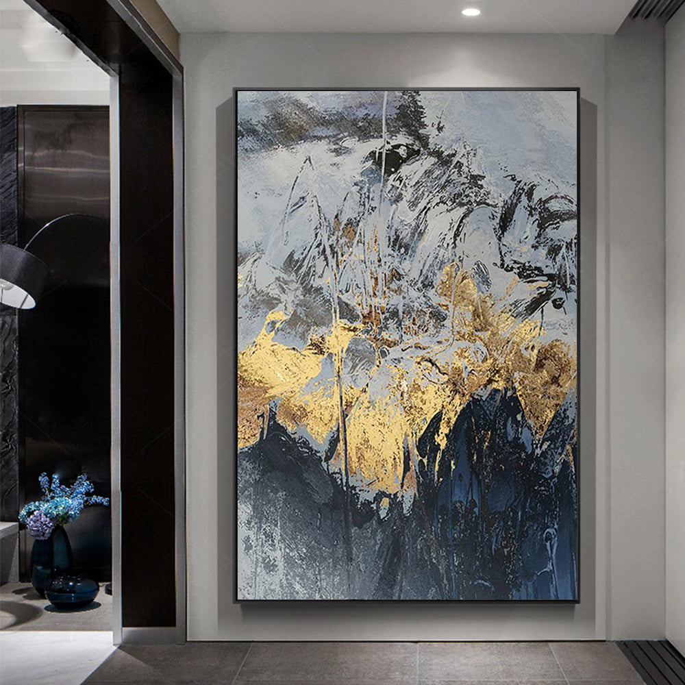 #1220Modern Home Decoration Abstract Wall Art Painting Oil Painting Handmade Artwork Canvas Painting Snow Mountain Picture For Home Living Room,31inx47in,No Frame