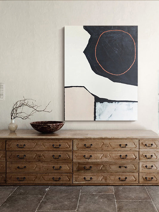 #1080Hand Painted Abstract Oil Painting Black And White Modern Wall Art On Canvas Living Room Hotel,31inx47in,No Frame