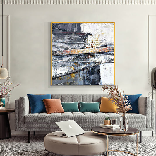Abstract 3D Landscape Painting  Hand Painted Oil Painting On Canvas Wall Art Vintage Poster Art,31inx31in,No Frame