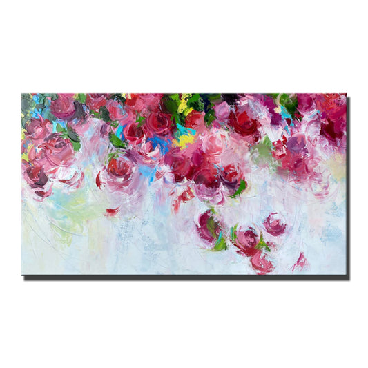 #580Abstract Flower Painting Wall Decor Artwork Handmade Oil Painting Art On Canvas Flower Picture,27inx54in,No Frame