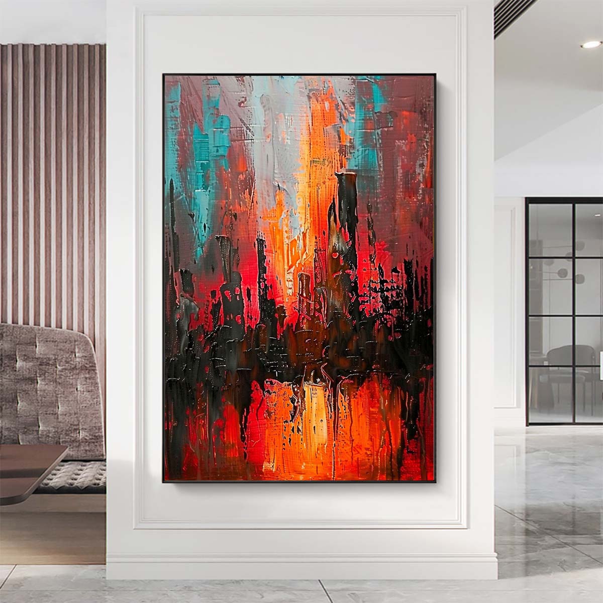 Original creation City Hand painted Oil Painting Canvas Wall Art For Home Living Room Unframed/Rolled #033