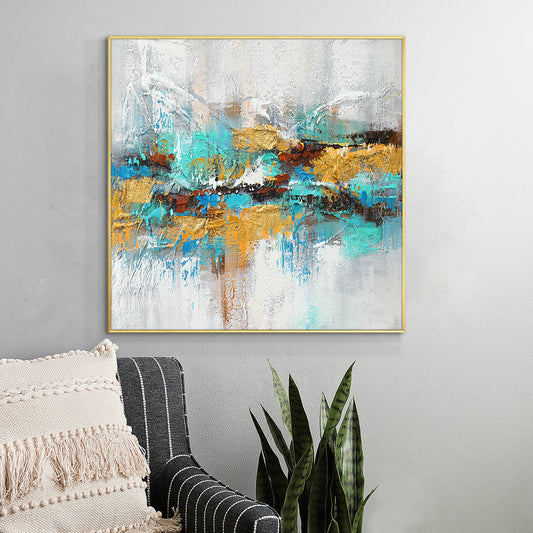 #180 Hand Painted Abstract Oil Painting Multicolored Landscape Art Picture On Canvas For Home Decor Abstract,31inx31in,No Frame