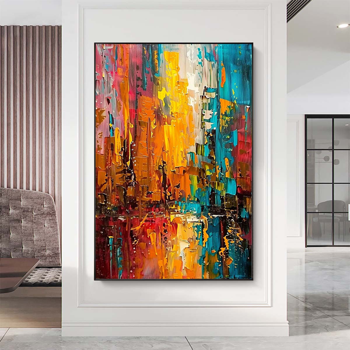 Original creation City Hand painted Oil Painting Canvas Wall Art For Home Living Room Unframed/Rolled #046