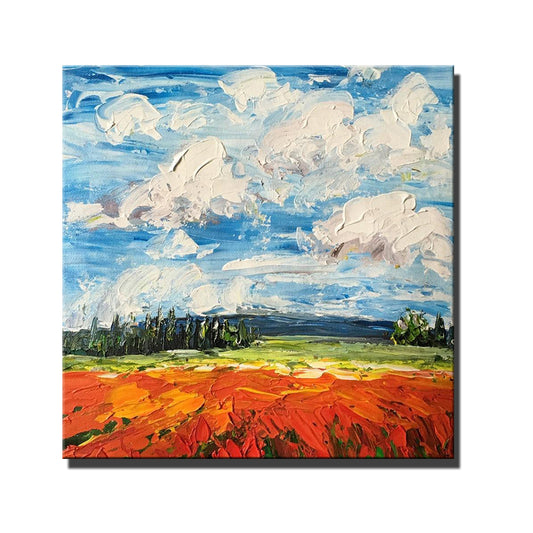 Hand Painted Landscape Oil Painting Abstract Wall Decor Handmade Painting Colors Thick Oil On Canvas For,31inx31in,No Frame