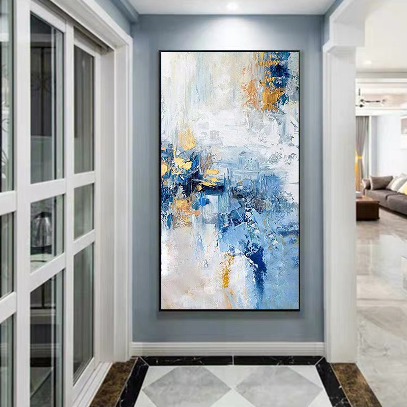 Pure Hand Painted Oil Painting Modern Minimalist Light Luxury Abstract Living Room Vertical Paintings Corridor Aisle,27inx54in,No Frame