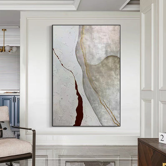 Pure Hand painted Oil Painting Modern Nordic Abstract Corridor Hanging Painting Gold Foil Mural Living Room,31inx47in,No Frame