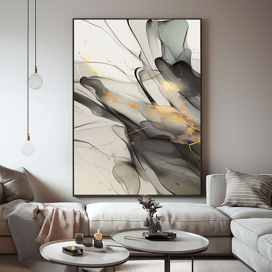 New Home Decor Paintings Abstract Hand Painted Oil Painting Modern Canvas Picture Gray Texture Wall Art Oil Painting for Home Living Room,31inx47in,No Frame