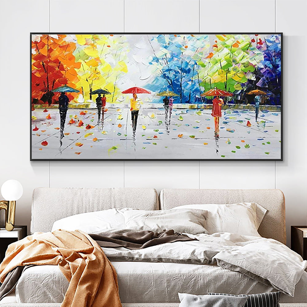 Abstract Thick Textured Trees Oil Pianting On Canvas For Living Room Home Decor Hand Painted,27inx54in,No Frame