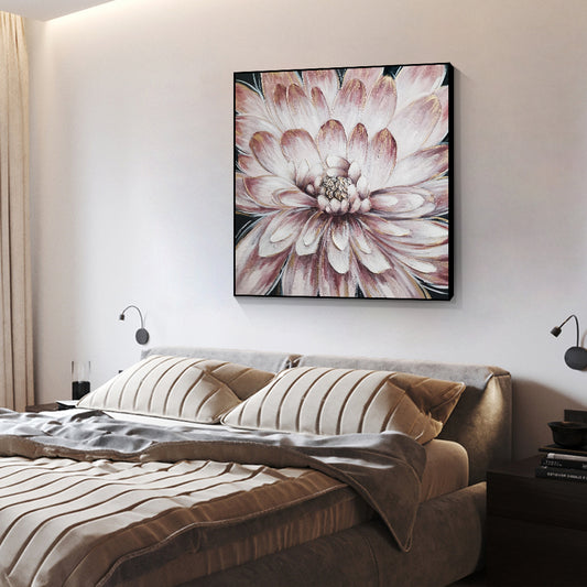 Abstract Textured Pink Flower Oil Painting  Hand Painted On Canvas Modern Plant Canvas Wall Art,31inx31in,No Frame