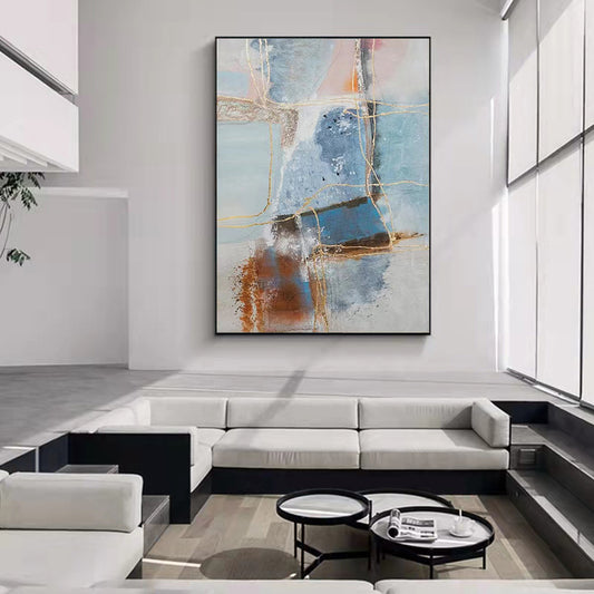 Pure Hand painted Abstract Oil Painting Living Room Decorative Painting Corridor Aisle Light Luxury Hanging Painting,31inx47in,No Frame