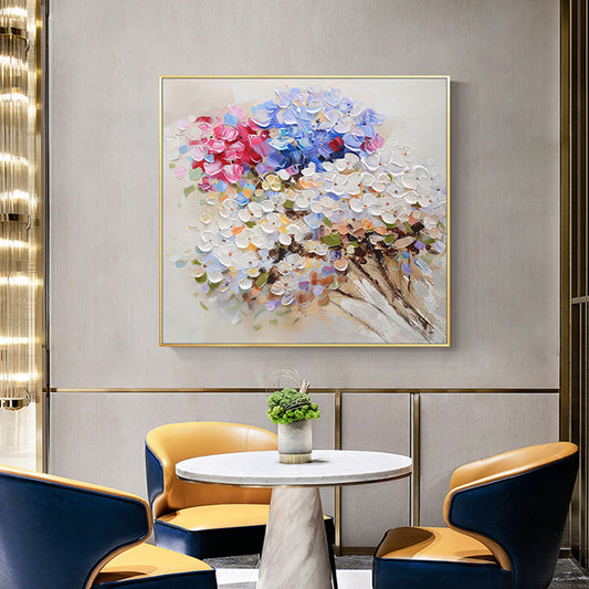 Hand painted Color Flowers Living Room Bedroom Decoration Painting Abstract Mural Canvas Painting,31inx31in,No Frame