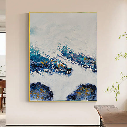 Snow Mountain Scenery Modern Wall Art Decorative Large Hand Painted Oil Painting On Canvas Landscape,31inx47in,No Frame