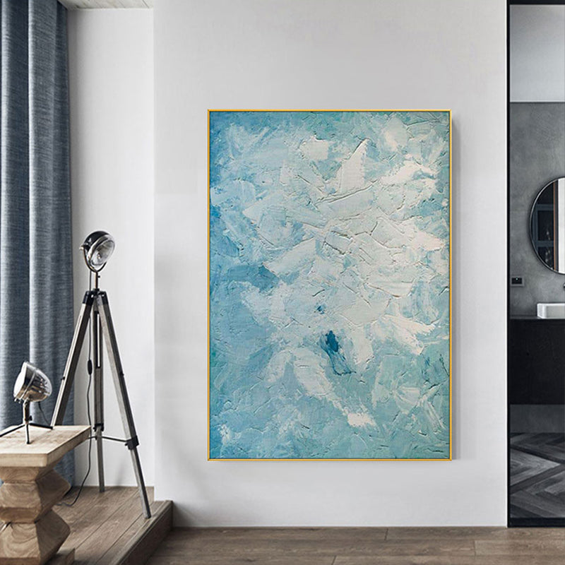 Pure Handmade Oil Painting Simple Abstract Wave Seascape On Canvas Living Room Modern Background Hanging Mural,31inx47in,No Frame