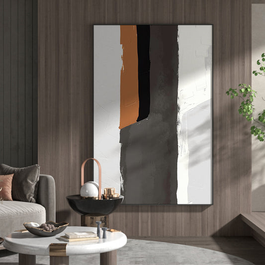 Hand Painted Abstract Painting Wall Art Canvas Painting Modern Art Minimalist Painting Home Decor Grey White Textured Painting27inx54in,No Frame