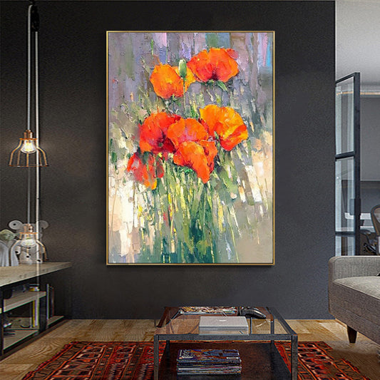 #12103D Knife Flower Oil Painting On Canvas Hand Painted Artwork Abstract Floral Oil Paintings Living Room