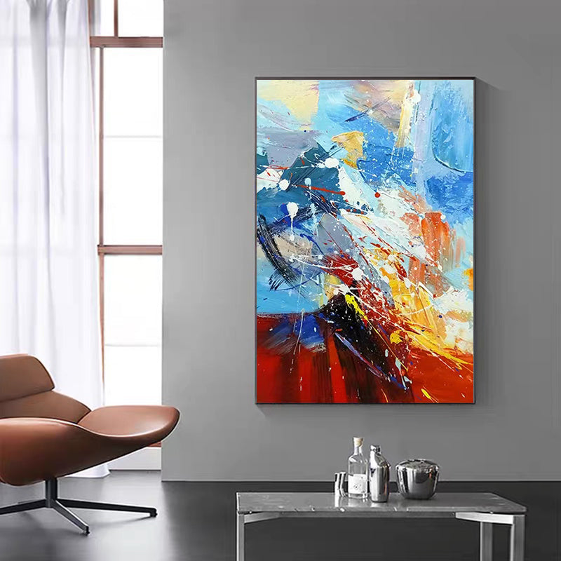 Modern Minimalist Abstract Hand painted Oil Painting Living Room Sofa Decoration Painting Vertical Version Mural Canvas,31inx47in,No Frame