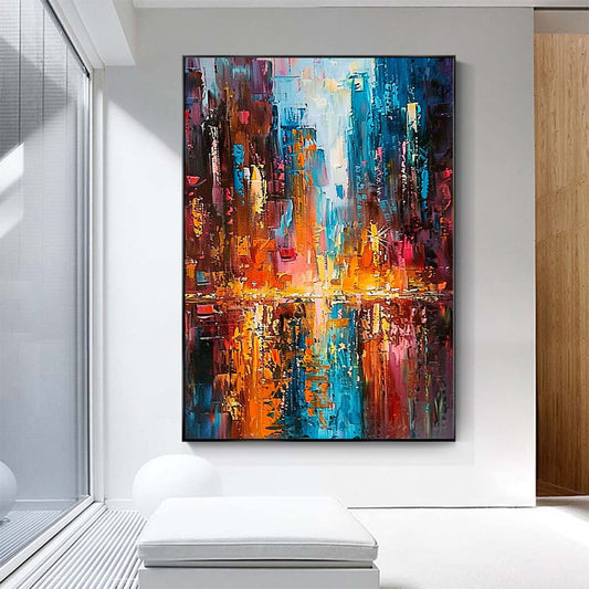Original creation City Hand painted Oil Painting Canvas Wall Art For Home Living Room Unframed/Rolled #028