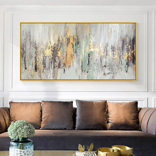 Abstract Wall Paintings Handmade On Canvas Picture Abstract Landscape Golden Oil Painting Hand Painted Living Room,27inx54in,No Frame