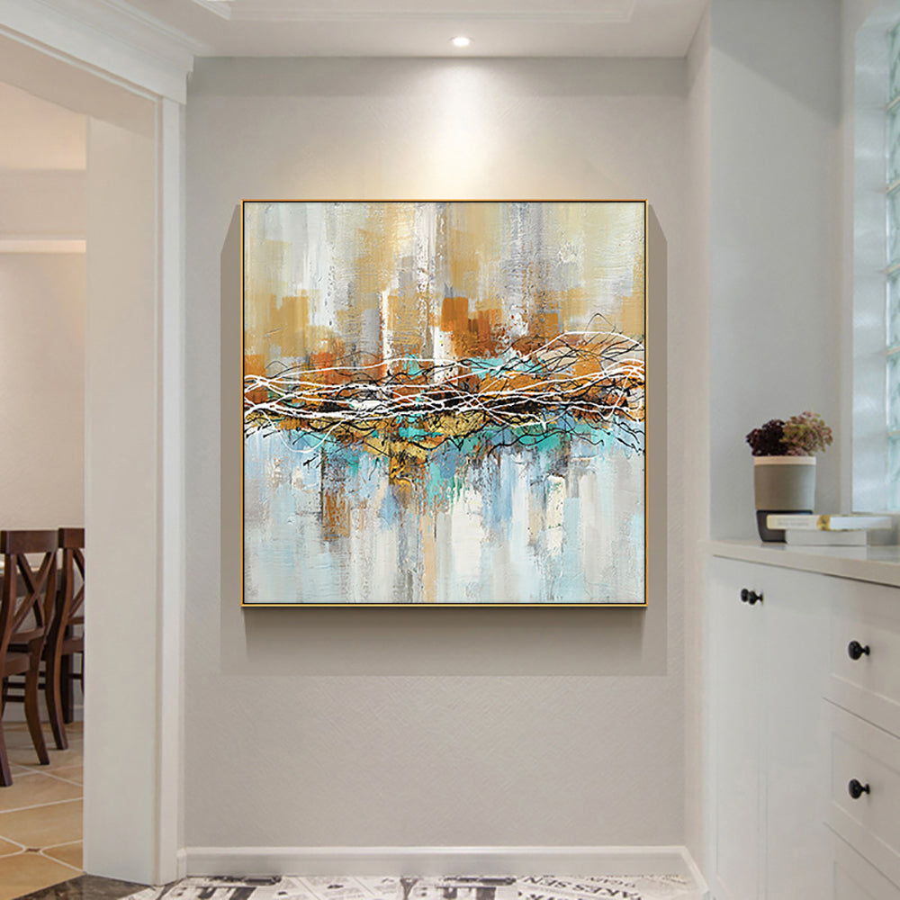 Abstract Canvas Art Hand Painted Canvas Oil Painting Wall Art Home Living Room Decoration Modern,31inx31in,No Frame