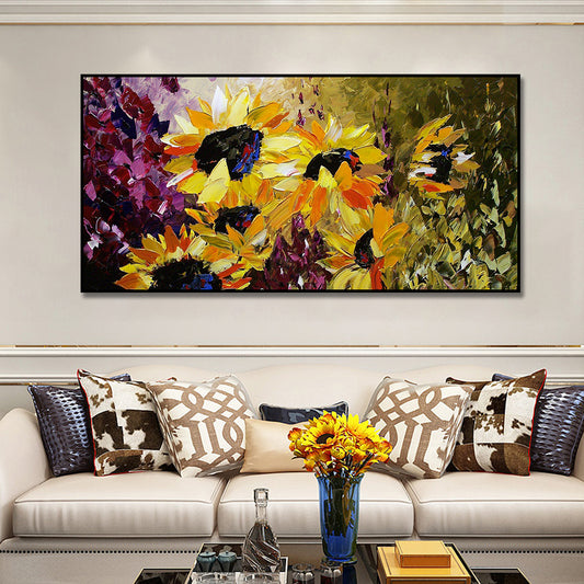 Hand painted Oil Painting Van Gogh Sunflower Wall Art Picture Handmade Modern Knife Oil Painting ,27inx54in,No Frame