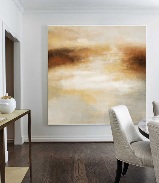 LargeSeaAbstractPaintingSeaPaintingBeigePaintingOceanLandscapePaintingOceanArtPaintingWallArt31in,No Frame