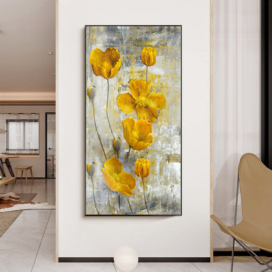Hand Painted Abstract Nordic Style Flowers Acrylic Painting Beautiful Picture Unframed Wall Decor Canvas Art,27inx54in,No Frame