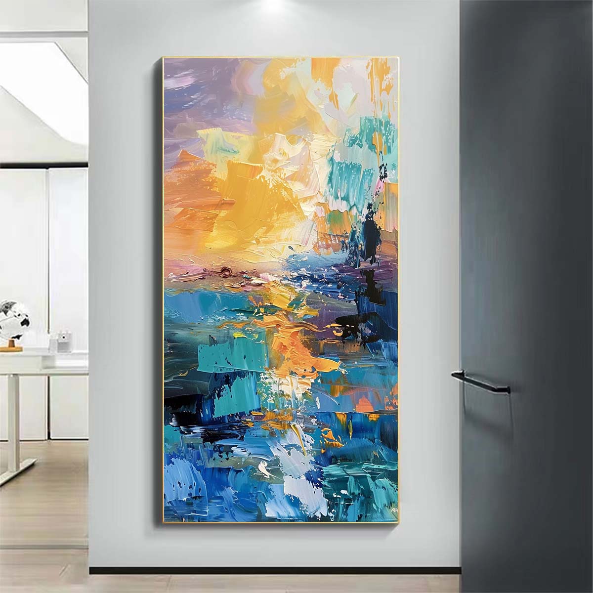 Landscape Paintings Abstract Handmade Oil Painting Modern Home Living Room Decoration Painting,27inx54in,No Frame