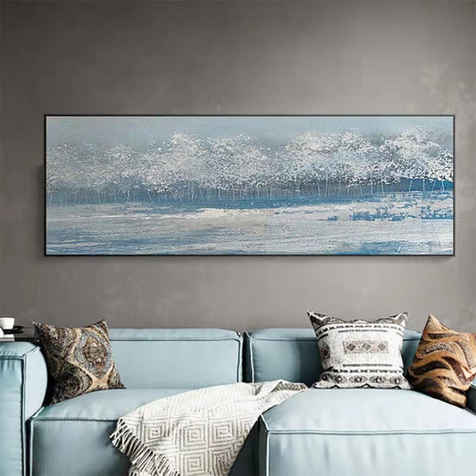 Snow Scene Living Room Decorative Painting Modern Landscape Handpainted Oil Painting Sofa Background Wall Study Hanging,27inx54in,No Frame