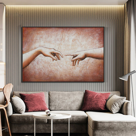 Abstract Romantic Hand With Hand Canvas Painting Hand Painted Wall Art Poster Picture For Couples,27inx54in,No Frame