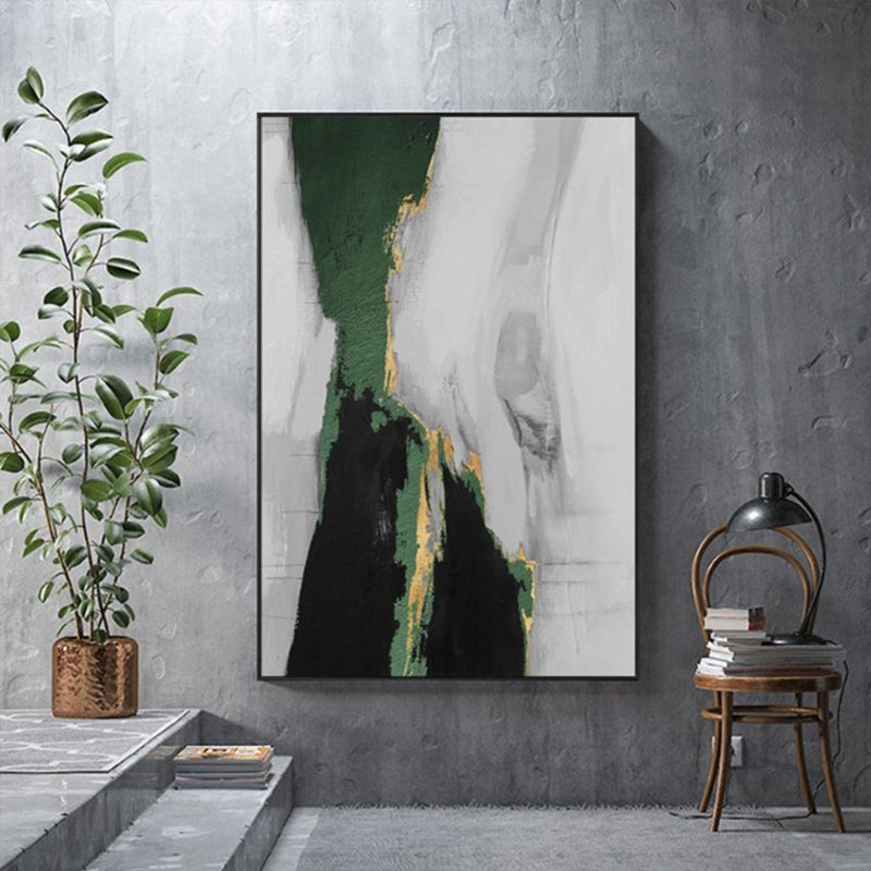 Modern Abstract Gold foil lines Green Canvas Art Paintings For Living Room Bedroom Posters And Prints,31inx47in,No Frame