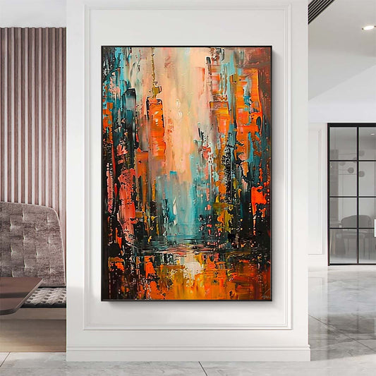 Original creation City Hand painted Oil Painting Canvas Wall Art For Home Living Room Unframed/Rolled #045