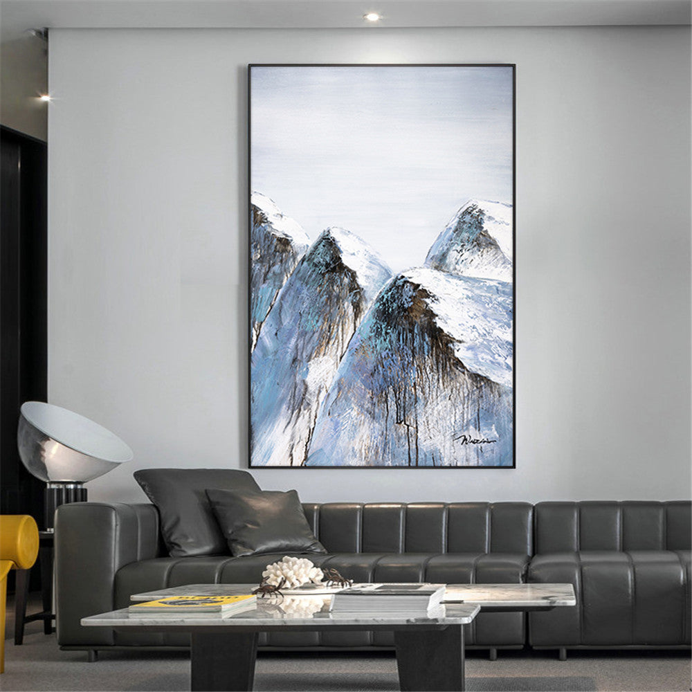 Abstract Mountain Oil Paintings On Canvas Handmade Landscape Wall Art Pictures Hand Painted Paintings For Living Room,31inx47in,No Frame