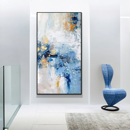 Pure Hand Painted Oil Painting Modern Minimalist Light Luxury Abstract Living Room Vertical Paintings Corridor Aisle,27inx54in,No Frame