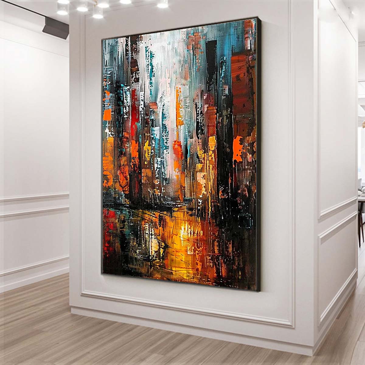 Original creation City Hand painted Oil Painting Canvas Wall Art For Home Living Room Unframed/Rolled #044