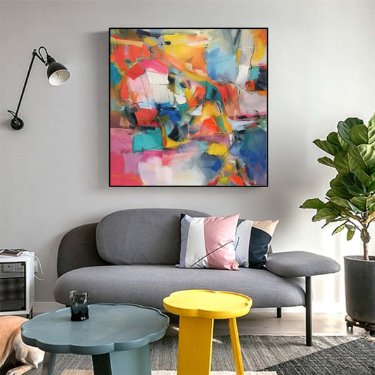 Abstract Handmade Oil Painting Modern Minimalist Home Living Room Decoration Painting,31inx31in,No Frame 1