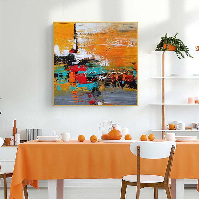 Abstract Hand painted Square Geometric Oil Painting Living Room Bedroom Dining Room Decorative Painting (Unframed/Rolled)