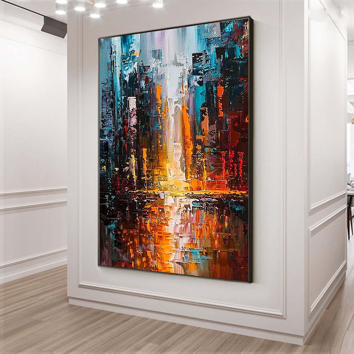 Original creation City Hand painted Oil Painting Canvas Wall Art For Home Living Room Unframed/Rolled #009