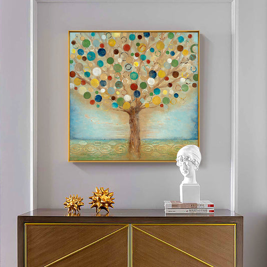 Abstract Beautiful Trees Hand Painted Oil Painting On Canvas Handmade Abstract Wall Art For Modern Home,31inx31in,No Frame