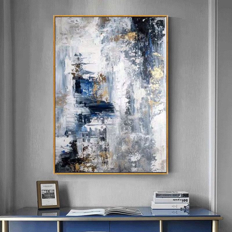 Abstract Oil Painting Handmade Blue Modern Mural Art for Home Cuadros Canvas Painting Large Sofa Decoration,31inx47in,No Frame