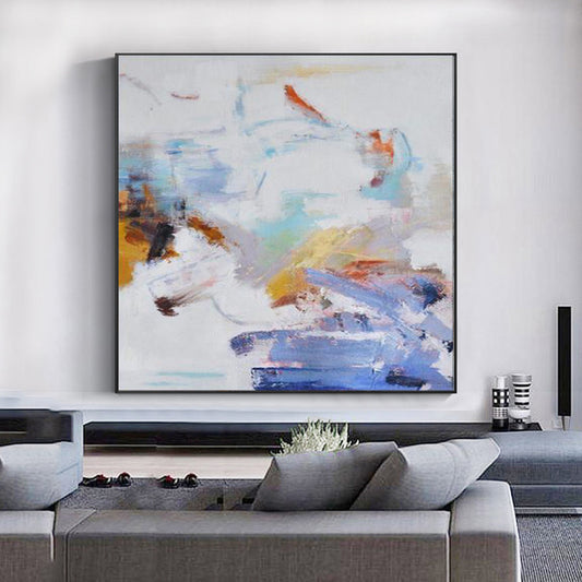 Pure Hand painted Canvas Oil Painting Handmade Color Abstract Painting Living Room Wall Painting Home Decoration,31inx31in,No Frame