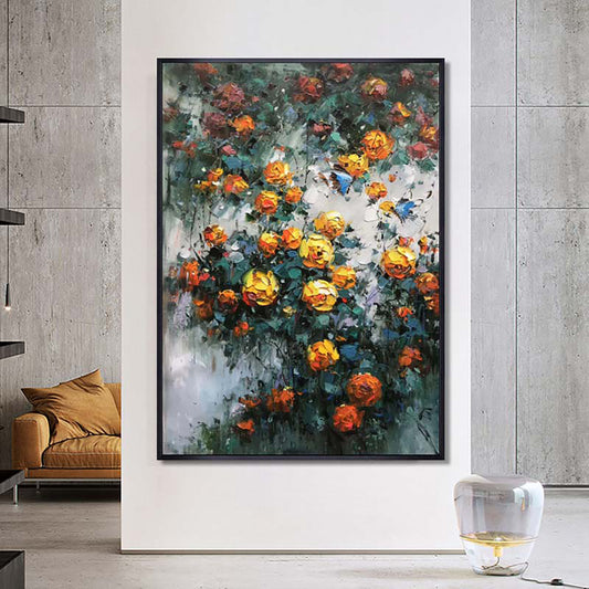 Knife Flower Abstract Oil Painting Thick Texture Oil On Canvas Wall Art Home Decoration Picture Hand,31inx47in,No Frame