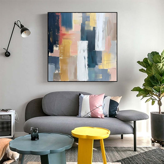 Abstract Handmade Oil Painting Modern Minimalist Home Living Room Decoration Painting,31inx31in,No Frame