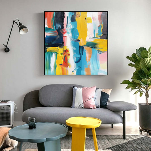 Abstract Handmade Oil Painting Modern Minimalist Home Living Room Decoration Painting,31inx31in,No Frame