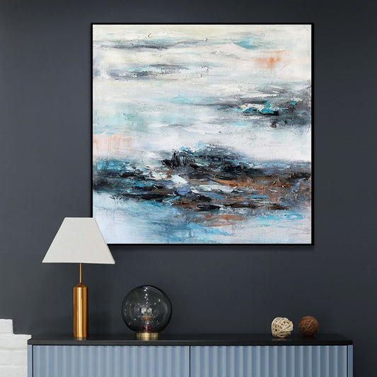 Modern Landscape Canvas Art Hand painted Abstract Oil Painting Simplicity Mountain Lake Handmade oil Painting Livingroom