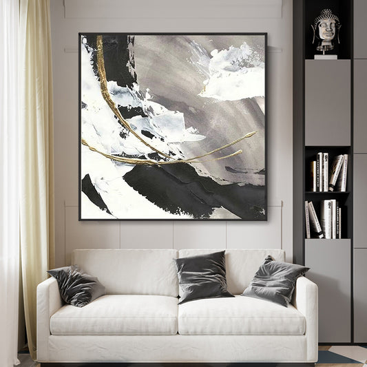 HandpaintedBlackAndWhiteSprayPaintingTheLivingRoomEntranceHallwaySquareBackdropPaintingsDecorative 31in,No Frame