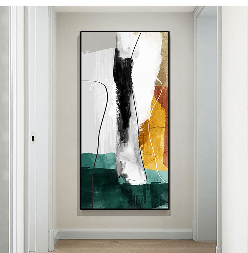 Large Hand painted Abstract Oil Painting Gold Foil Handmade Artworks Wall Art Decoration Modern Home Decor,27inx54in,No Frame